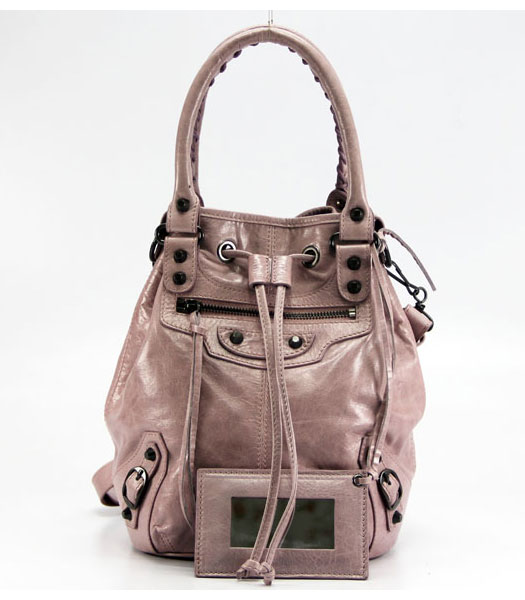 Balenciaga Oil Leather Hobo Bag Pink_Purple 