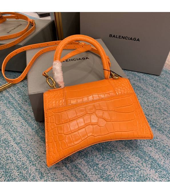 Balenciaga Orange Original Croc Veins Calfskin Leather Golden Metal 23cm Hourglass Bag-1