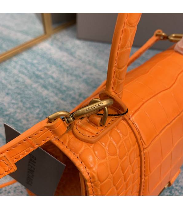 Balenciaga Orange Original Croc Veins Calfskin Leather Golden Metal 23cm Hourglass Bag-5