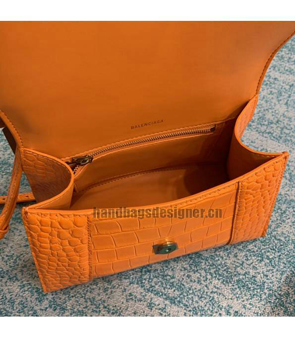 Balenciaga Orange Original Croc Veins Calfskin Leather Golden Metal 23cm Hourglass Bag-6