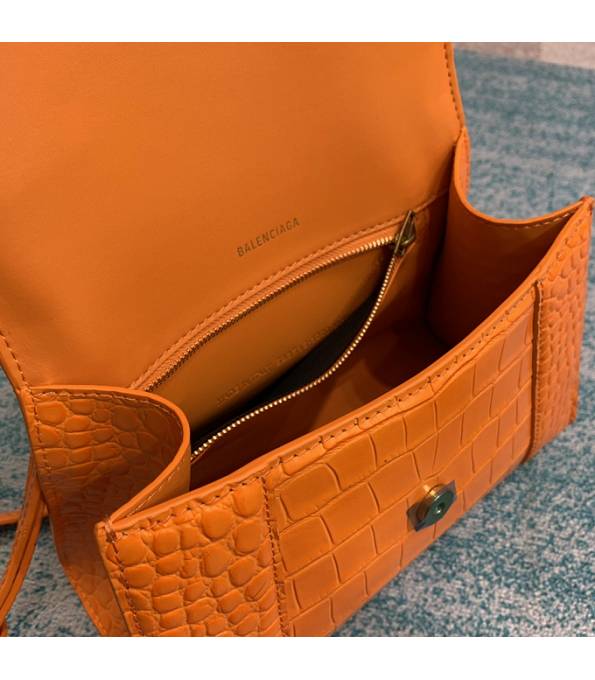Balenciaga Orange Original Croc Veins Calfskin Leather Golden Metal 23cm Hourglass Bag-7