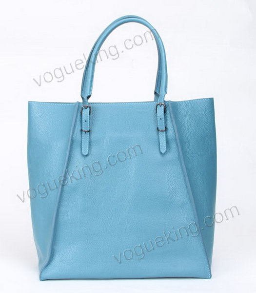 Balenciaga Papier Basket Tote Bag Sky Blue Litchi Pattern Leather Copper Nails-2