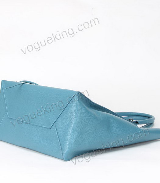 Balenciaga Papier Basket Tote Bag Sky Blue Litchi Pattern Leather Copper Nails-3