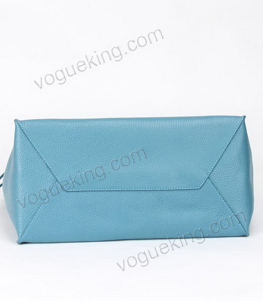 Balenciaga Papier Basket Tote Bag Sky Blue Litchi Pattern Leather Copper Nails-4