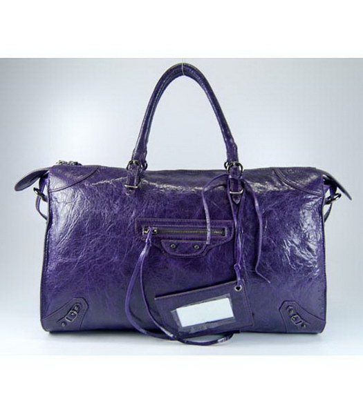 Balenciaga Papier Large Handbag in Dark Purple Lambskin