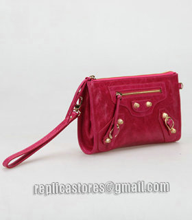 Balenciaga Peach Leather Small Shoulder Evening Bag With Small Golden Nails-7