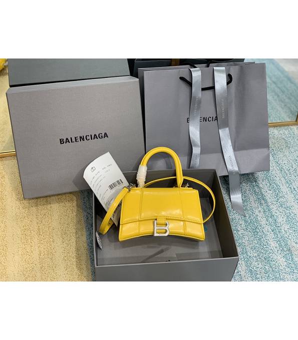 Balenciaga Pineapple Yellow Original Plain Veins Calfskin Leather 19cm Hourglass Bag-8