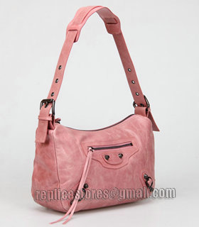 Balenciaga Pink Imported Leather Small Tote Shoulder Bag With Small Nail-1