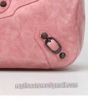 Balenciaga Pink Imported Leather Small Tote Shoulder Bag With Small Nail-8