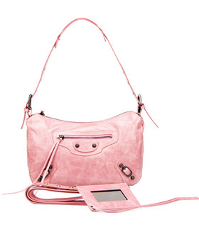 Balenciaga Pink Imported Leather Small Tote Shoulder Bag With Small Nail