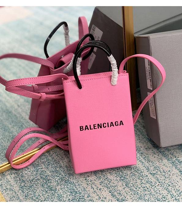 Balenciaga Pink Original Calfskin Leather XXS Shopping Tote Bag