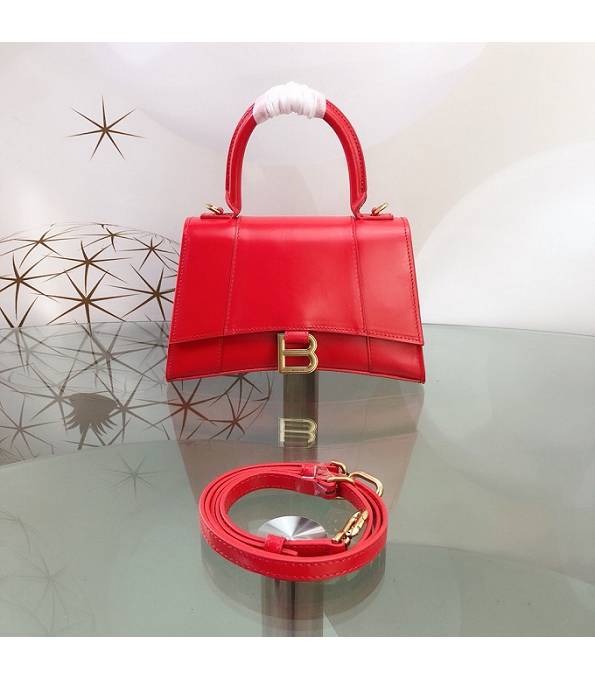 Balenciaga Red Original Plain Veins Calfakin Leather Golden Buckle 23cm Hourglass Bag-1