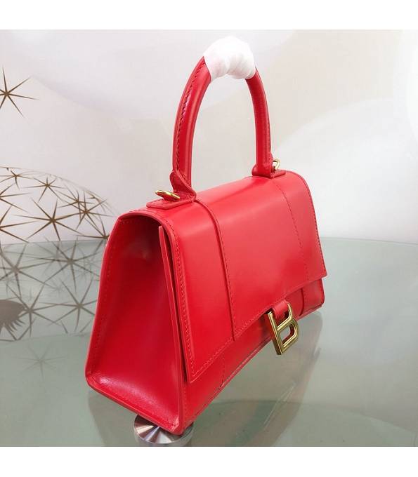 Balenciaga Red Original Plain Veins Calfakin Leather Golden Buckle 23cm Hourglass Bag-3