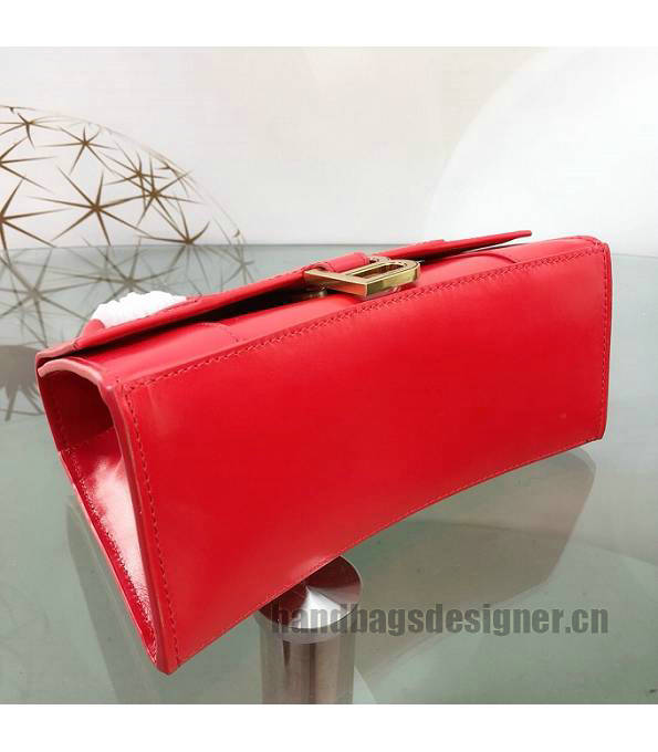 Balenciaga Red Original Plain Veins Calfakin Leather Golden Buckle 23cm Hourglass Bag-4
