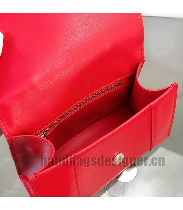 Balenciaga Red Original Plain Veins Calfakin Leather Golden Buckle 23cm Hourglass Bag-7