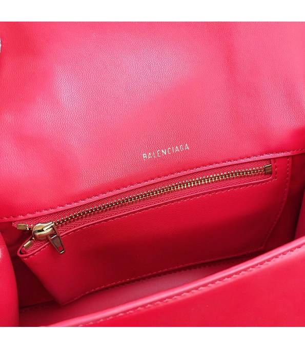 Balenciaga Red Original Plain Veins Calfakin Leather Golden Buckle 23cm Hourglass Bag-8