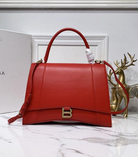 Balenciaga Red Plain Veins Real Leather 32cm Hourglass Bag