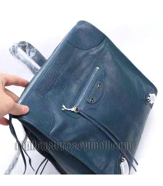 Balenciaga Sapphire Blue Original Lambskin Leather Backpack Silver Nails-3