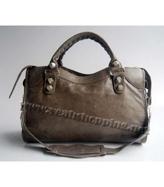 Balenciaga Silver Grey Lambskin Leather Handbag-3