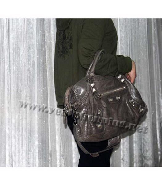 Balenciaga Silver Grey Lambskin Leather Handbag-7