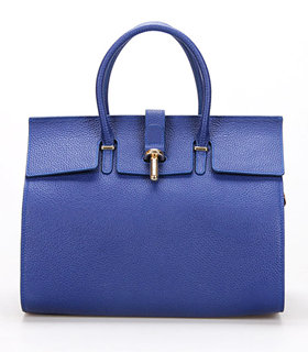 Balenciaga Tube Round Bag With Sapphire Blue Litchi Pattern Leather