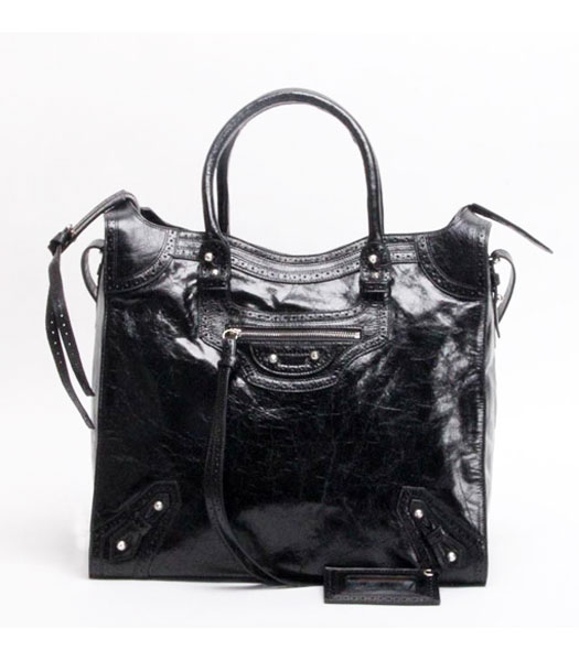 Balenciaga Velo Medium Black Calfskin Leather Tote Bag