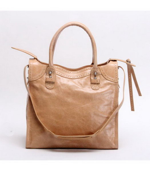 Balenciaga Velo Small Apricot Calfskin Leather Tote Bag-2