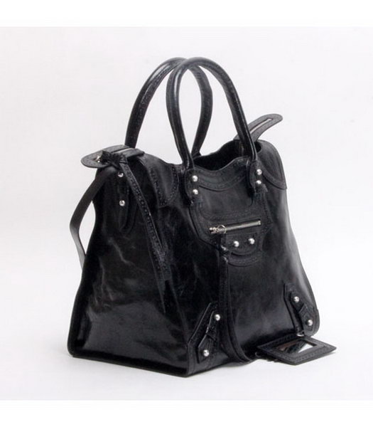 Balenciaga Velo Small Black Calfskin Leather Tote Bag-1