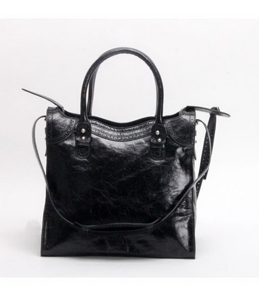Balenciaga Velo Small Black Calfskin Leather Tote Bag-2