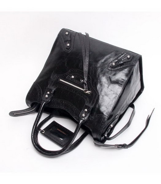 Balenciaga Velo Small Black Calfskin Leather Tote Bag-4