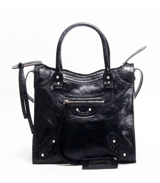 Balenciaga Velo Small Black Calfskin Leather Tote Bag