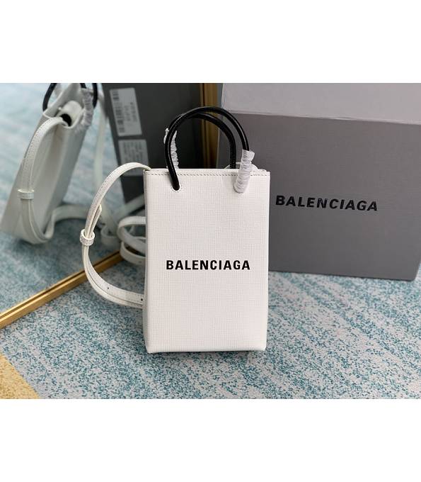 Balenciaga White Original Calfskin Leather XXS Shopping Tote Bag