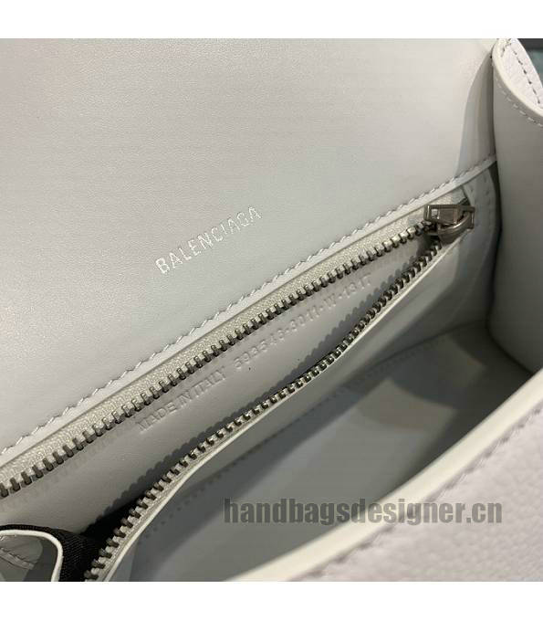Balenciaga White Original Litchi Veins Calfakin Leather Silver Buckle 23cm Hourglass Bag-4