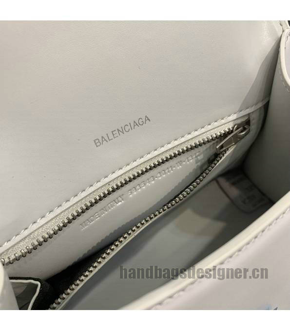 Balenciaga White Original Plain Veins Calfakin Leather Silver Buckle 23cm Hourglass Bag-2