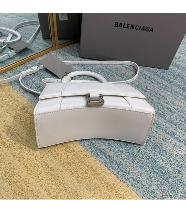 Balenciaga White Original Plain Veins Calfakin Leather Silver Buckle 23cm Hourglass Bag-8