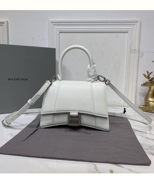 Balenciaga White Plain Veins Real Leather 19cm Hourglass Bag