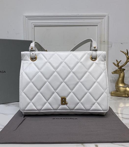 Balenciaga White Soft Lambskin Leather 25cm Shoulder Bag