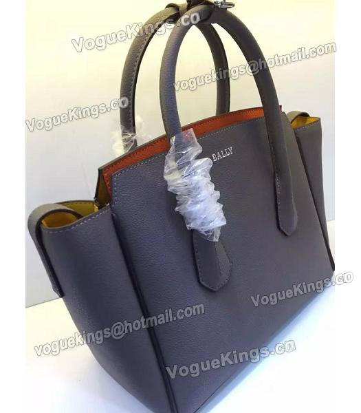 Bally Latest Design Dark Grey Leather 28cm Top Handle Bag-6
