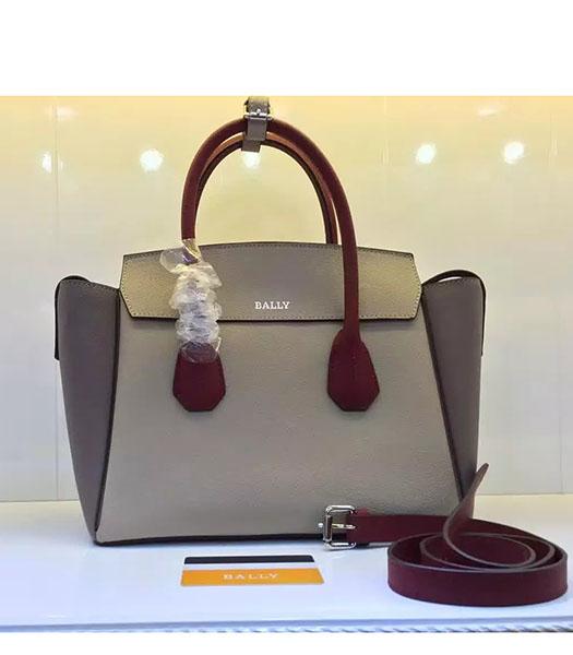 Bally Latest Design Grey Leather 28cm Top Handle Bag