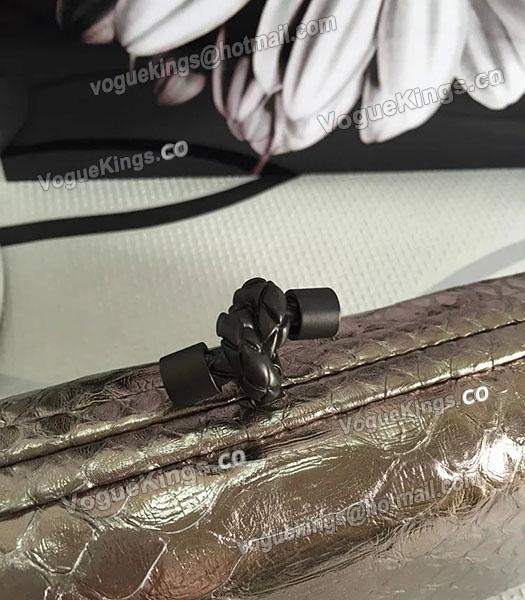 Bottega Veneta 25cm Knot Snake Veins Leather Clutch Bag Champagne Gold-2