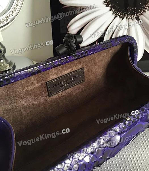 Bottega Veneta 25cm Knot Snake Veins Leather Clutch Bag Dark Purple-3