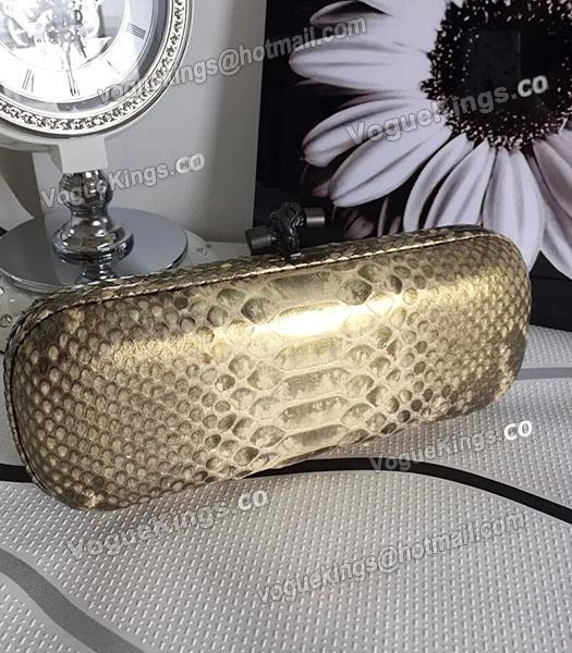 Bottega Veneta 25cm Knot Snake Veins Leather Clutch Bag Gold-2