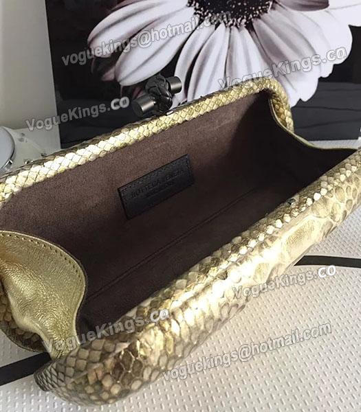 Bottega Veneta 25cm Knot Snake Veins Leather Clutch Bag Gold-3