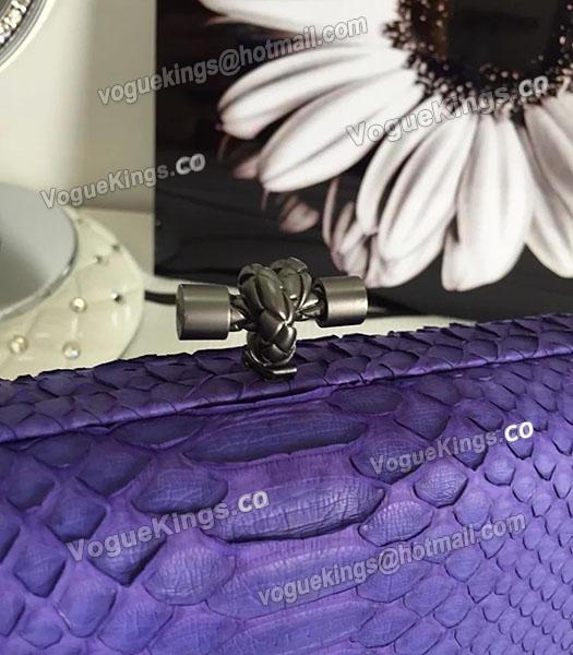 Bottega Veneta 25cm Knot Snake Veins Leather Clutch Bag Purple-3