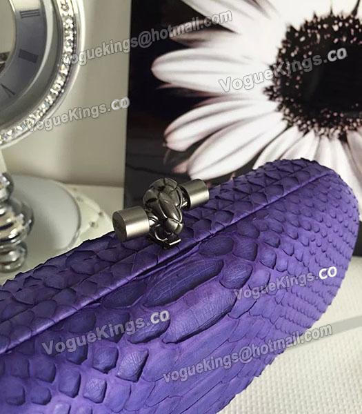 Bottega Veneta 25cm Knot Snake Veins Leather Clutch Bag Purple-4