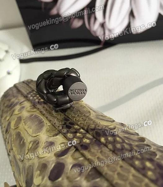 Bottega Veneta 25cm Knot Snake Veins Leather Clutch Bag Purple&Gold-2