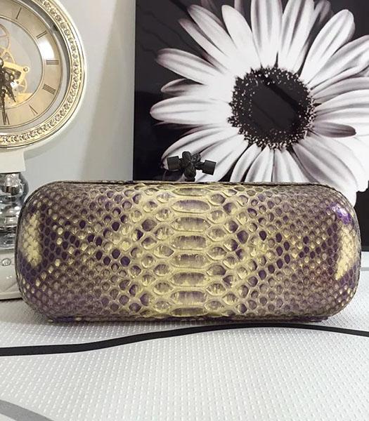 Bottega Veneta 25cm Knot Snake Veins Leather Clutch Bag Purple&Gold