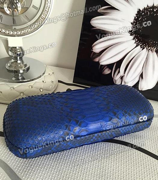 Bottega Veneta 25cm Knot Snake Veins Leather Clutch Bag Sapphire Blue-1