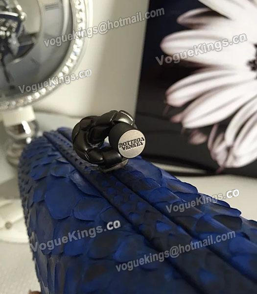 Bottega Veneta 25cm Knot Snake Veins Leather Clutch Bag Sapphire Blue-6