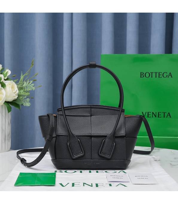 Bottega Veneta Arco Black Original Litchi Veins Calfskin Leather Mini Top Handle Bag